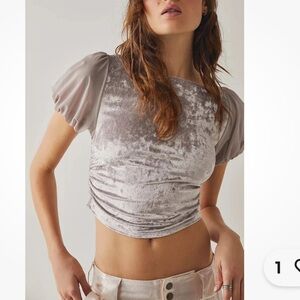 Free People Midnight Mood Velvet Crop Intimately Gray Mauve Women